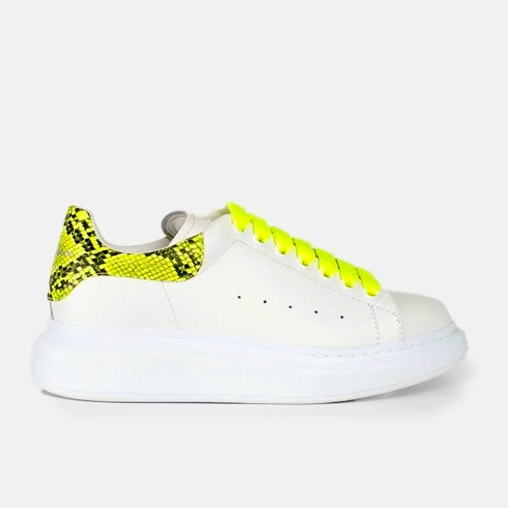 Women’s Sz 6 (Euro Sz 36) Alexander McQueen Sneakers In Neon Green Snake Skins